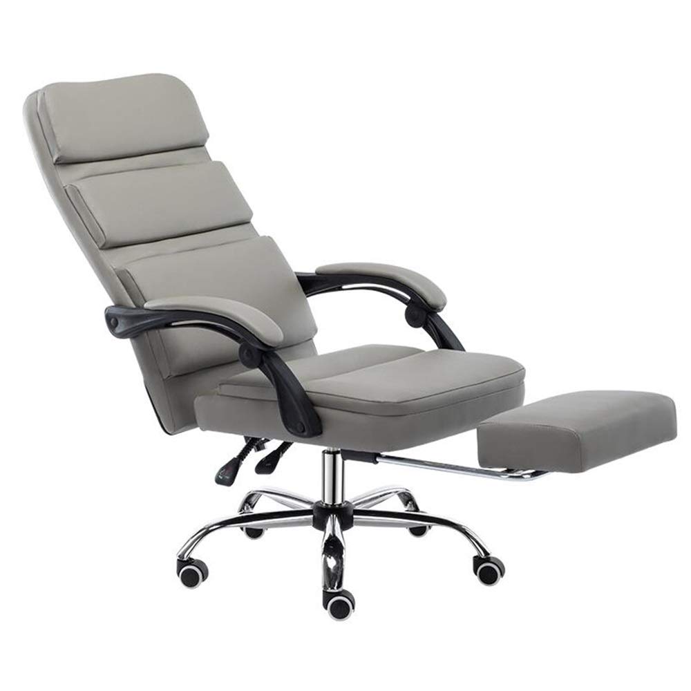 Swivel Computer Desk Chair with Footrest High-Back PU Leather Gaming Desk Chair Adjustable Height Bearing Capacity: 330 Lbs, (Grey)