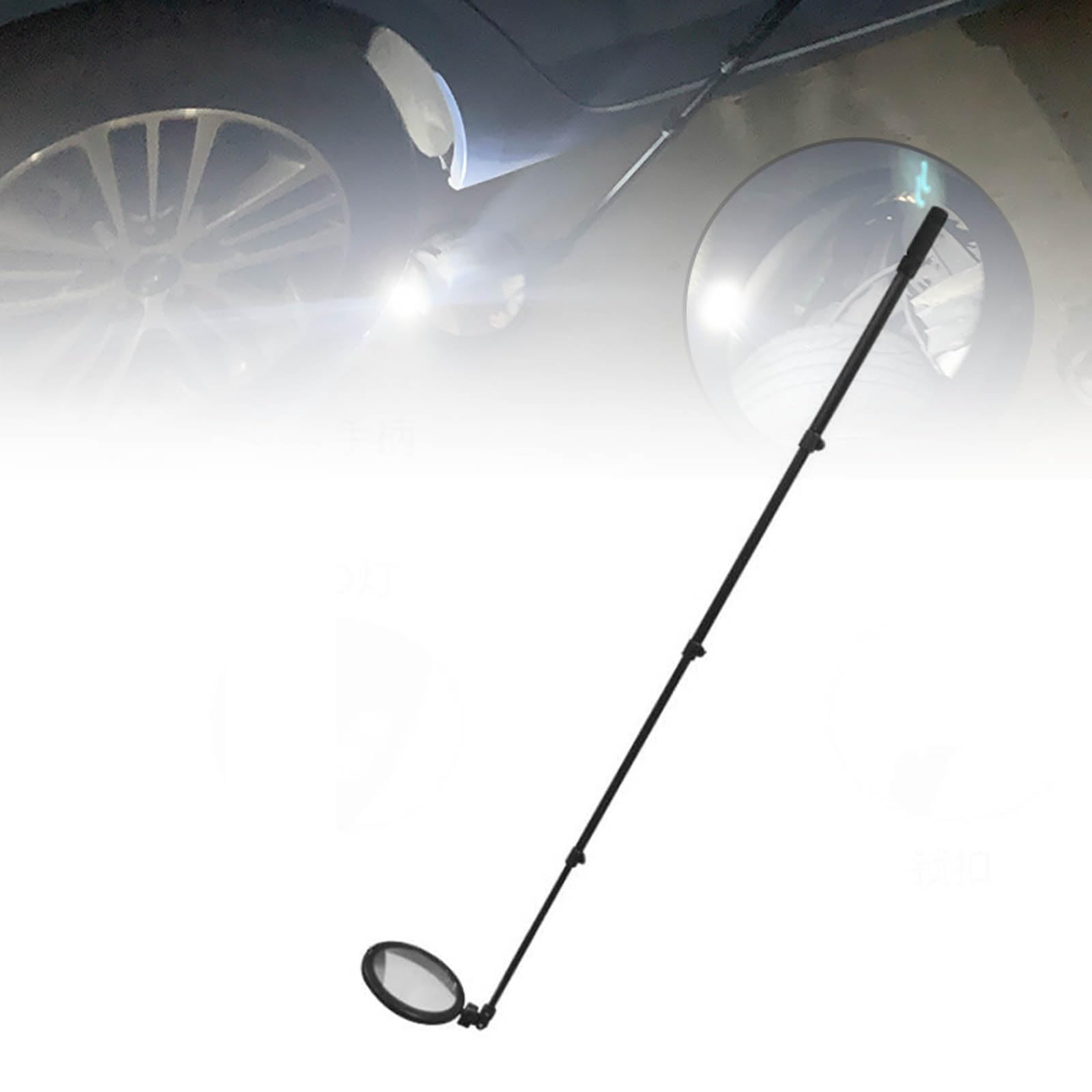 Specchietto di Ispezione Sottoscocca da 160 Cm/62,9 Pollici, Diametro Specchio: 160 Mm, Lunghezza Telescopica: 520-1600 Mm, con Luce Notturna A LED, Nero.