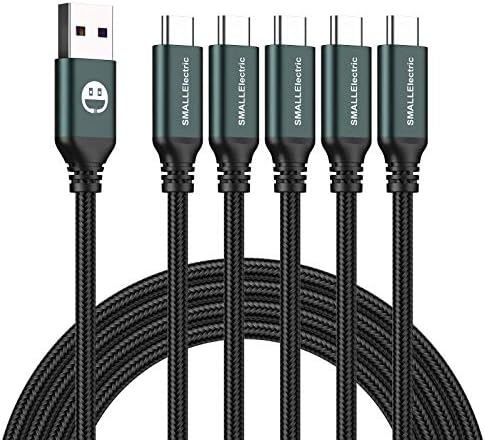 5Pack 10ft/3M USB C Cable, Extra Long USB A to USB-C 10foot/3M Type C Fast Charging Cable Compatible Galaxy S10 20 9 8 Plus a10e,Braided Rapid Charger Cord for Note 10 9 8,LG V50 V40 G8 G7(Red)