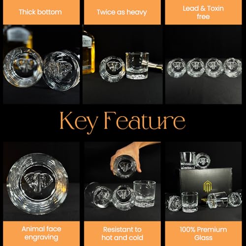 Image of Melbify Plain Elephant Whiskey Glass Gift Set | 4 pcs Set | 300 ML | Ultra-Premium | Imported | Luxurious | Ideal for Wedding Gifts, Anniversary, VIP and Corporate Gifts