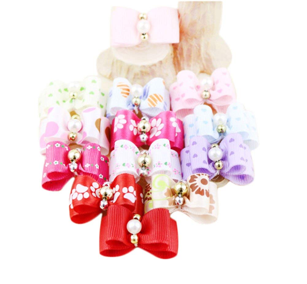 12 Pcs Pet Headdress Pet Hair Ornaments Dog Bow Rubber Band Special Double Bow DecorationsPractical Design and Durable