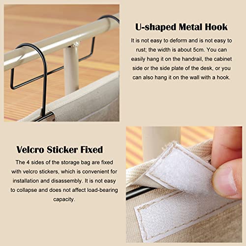 Tohoee 3 Stück Betttasche Hängetasche Hochbett Organizer Stuhl Armlehne Sofa Aufbewahrung Großer Stauraum Hängend Bettaufhänger mit 6 Stück Wandhängehaken für Schreibtisch Bett Krippe Schranktür - Image 3