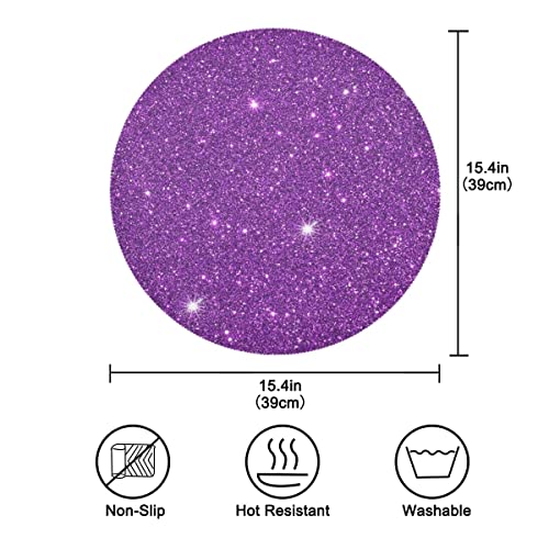 Placemats Purple Placemats Purple Dark Sparkly Glitter Shinning Place Mat Set Of 6 Table Mats 15.4 Inch For Kitchen Dining Table Holiday Party #TOP3