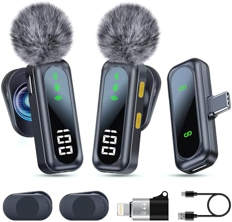Wireless Lavalier Microphone with Magnetic Clip & LED Display, Mini Lapel Mic，Wireless Microphone for iPhone,Android, iPad, for Video Recording, Streaming, Interview, Vlog,Tiktok,YouTube image 5