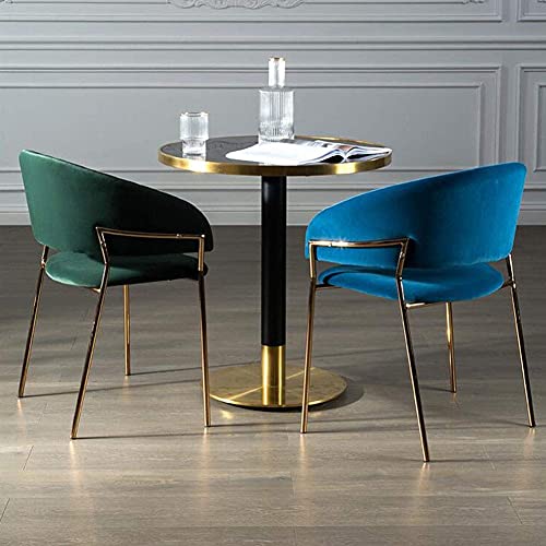 Silla de comedor azul con patas de metal oro de 62x41x71cm 5