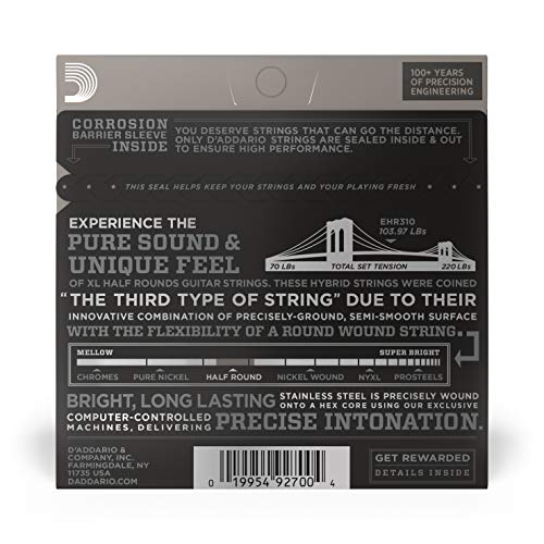 D’Addario EHR310 Cordes à filet demi-rond pour guitare électrique Regular Light 10-46 - Les Beatles, Paul McCartney, John Lennon, RIngo Starr, George Harrison D'Addario EHR310 Cordes à filet demi-rond pour guitare électrique Regular Light 10-46 – Image 4