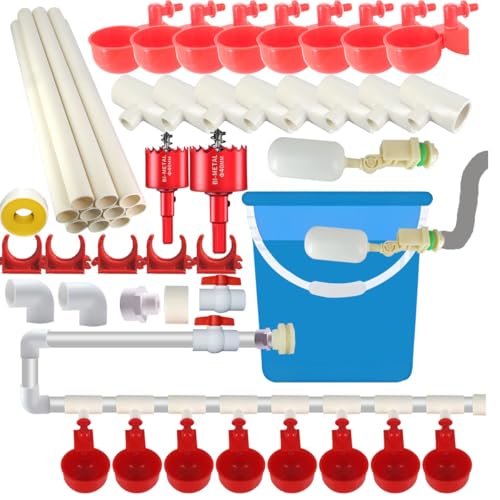WODERIC Automatic Chicken Water Cups,Chicken Water Feeder,Complete Set Pipeline Automatic Chicken Waterer System for Chick Duck Quail
