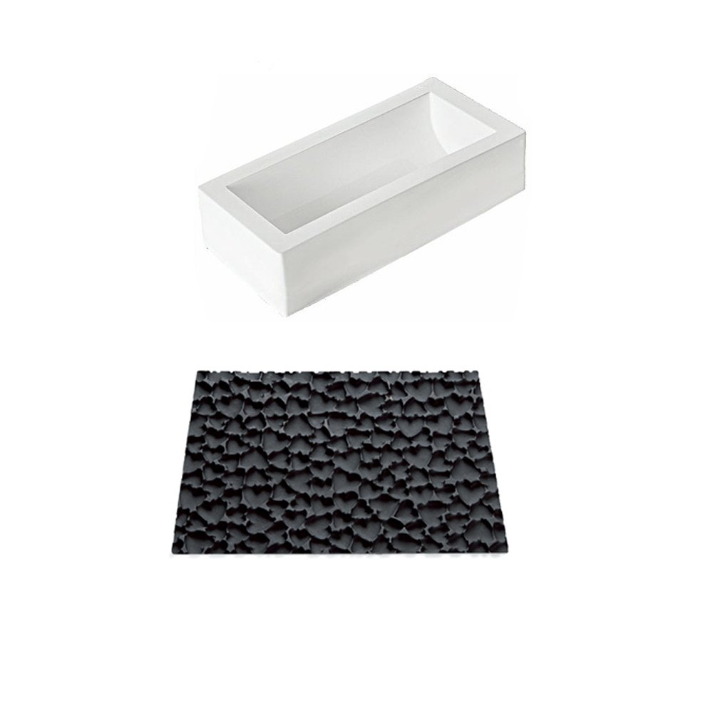 Silikomart Stampi in Silicone per Dolci Tex08 LOVE 250x185 H30 mm - Accessori Professionali per Cucina e Pasticceria - Stampini Monoporzione per Dolci Forno