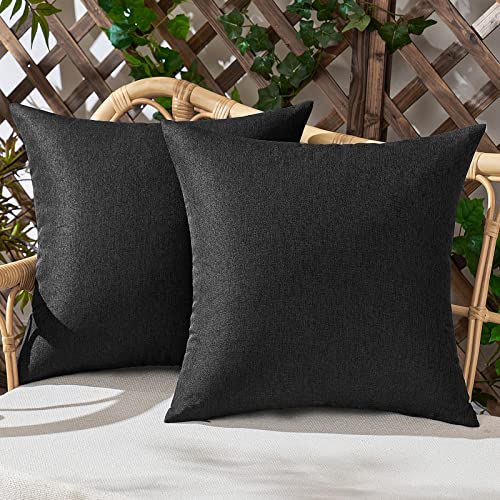 Woaboy Outdoor Waterproof Throw Pillow Covers Black 16x16 Set of 2
