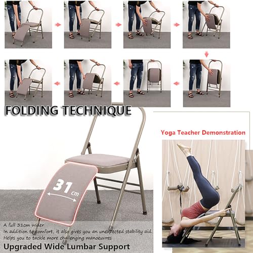 Sedia da yoga pieghevole senza schienale per allenamento con la testa e la verticale, sgabello a inversione per flusso rigenerante e sollievo dal dolore alla schiena