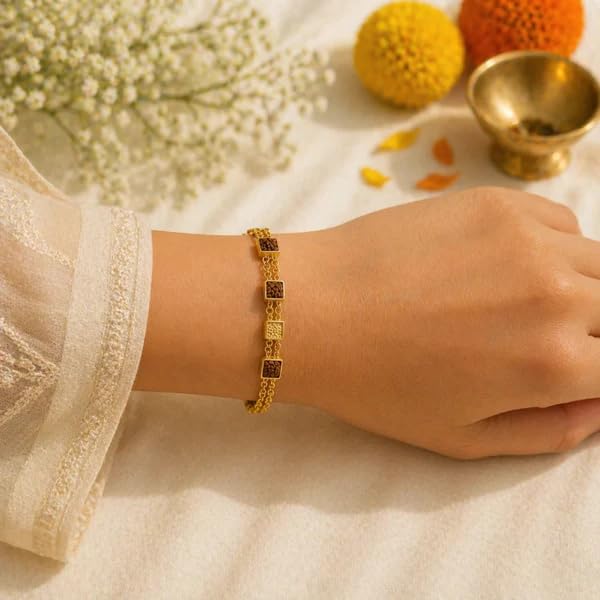 Image of Natural Rudraksha Beaded Bracelet for Men & Women | Spiritual Prosperity & Positive Energy Accessory