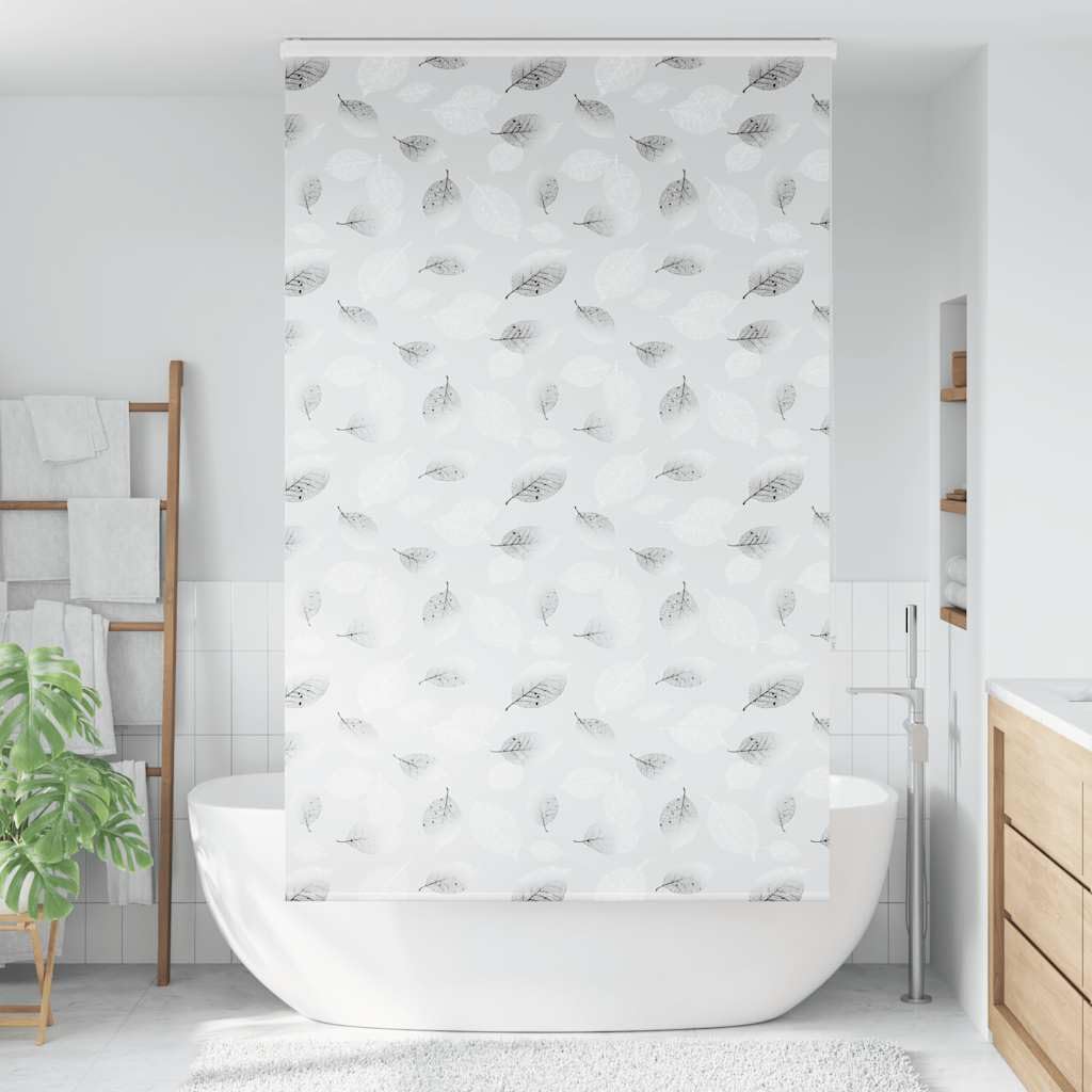 Duschrollo mit Kassette 140x240 cm - Seitenzugrollo für Badewanne und Dusche - Stoffbreite 136 cm - Deckenmontage Wandmontage - PEVA Sichtschutz mit Blättermuster