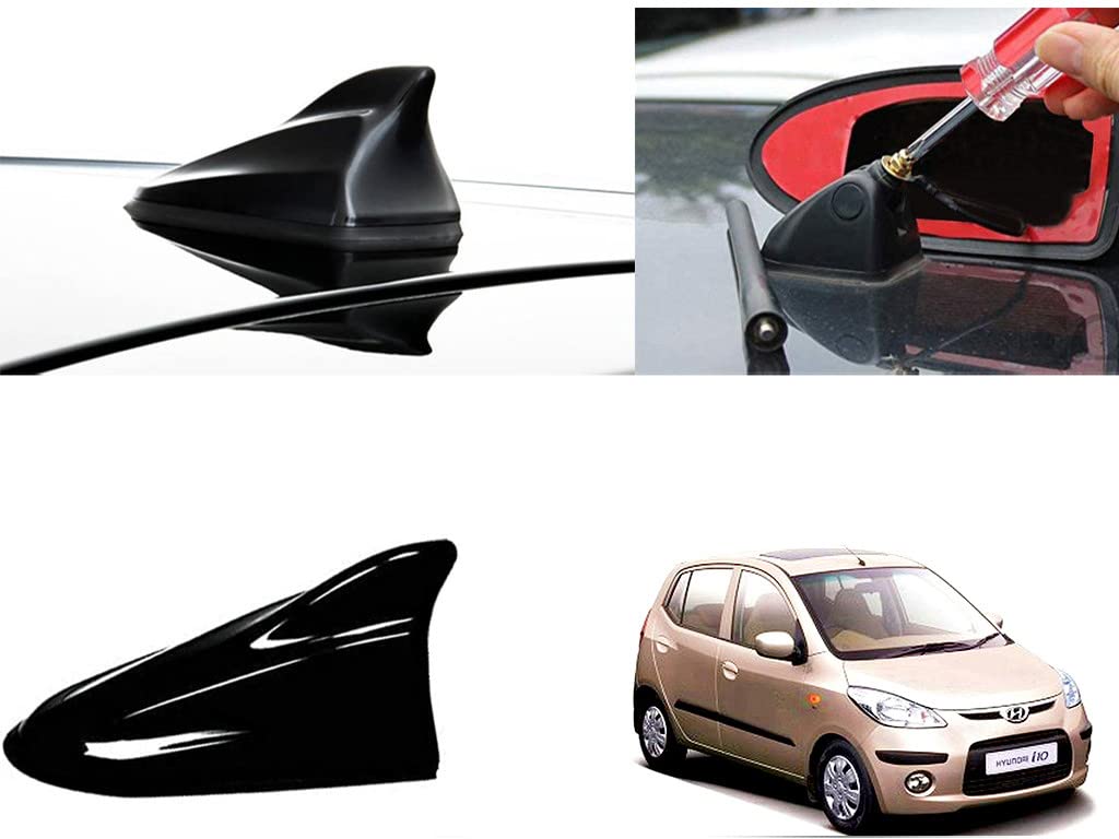 EXCHANGE CARTRENDING Shark Fin Roof top Signal Receiver AM/FM Antenna for Hyundai I10 Type 1 | Black, 1pc