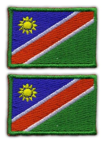 Set mit 2 Stück – Flagge von Namibia – zum Aufbügeln auf der Rückseite – bestickter Aufnäher/Abzeichen/Emblem