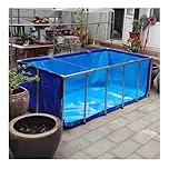 Fish Pond with Steel Frame, Aquarium Pool with Transparent Viewing Window, Water Tank for Koi Breeding, Easy Assembly