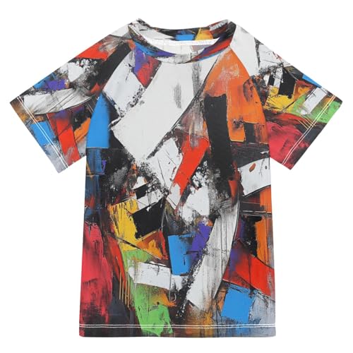MNSRUU Toddler Boy Rash Guard Short Sleeve Swim Shirt Graffiti Art Print Rashguard 3T Beach Shirts Quick Dry,52
