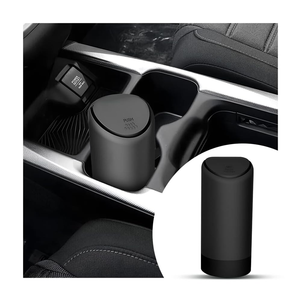 Car Trash Can with Lid, Azonee Mini Silicone Auto Garbage Container, Waterproof Leakproof Portable Vehicle Trash Dustbin, Mini Garbage Bin for Automotive Car, Home, Office, Kitchen, Bedroom, Black