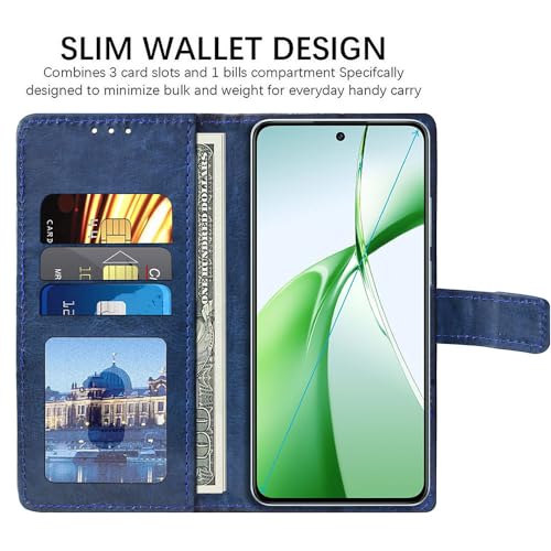 Image of Amazon Brand - Solimo Flip Leather Mobile Cover (Soft, Flexible & Kickstand Back case) Compatible for OnePlus Nord CE4 5G (Blue)