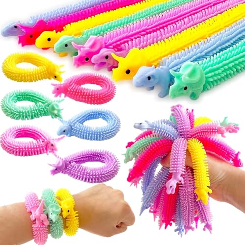 LATERN 40Pcs Fidget Stretchy Strings 20CM Dinosaur Sensory String Toys Calming Noodles Stretchy String for Kids and Adults Against Anxiety Fidgeting Childrens Day Birthday Gifts Party Favors