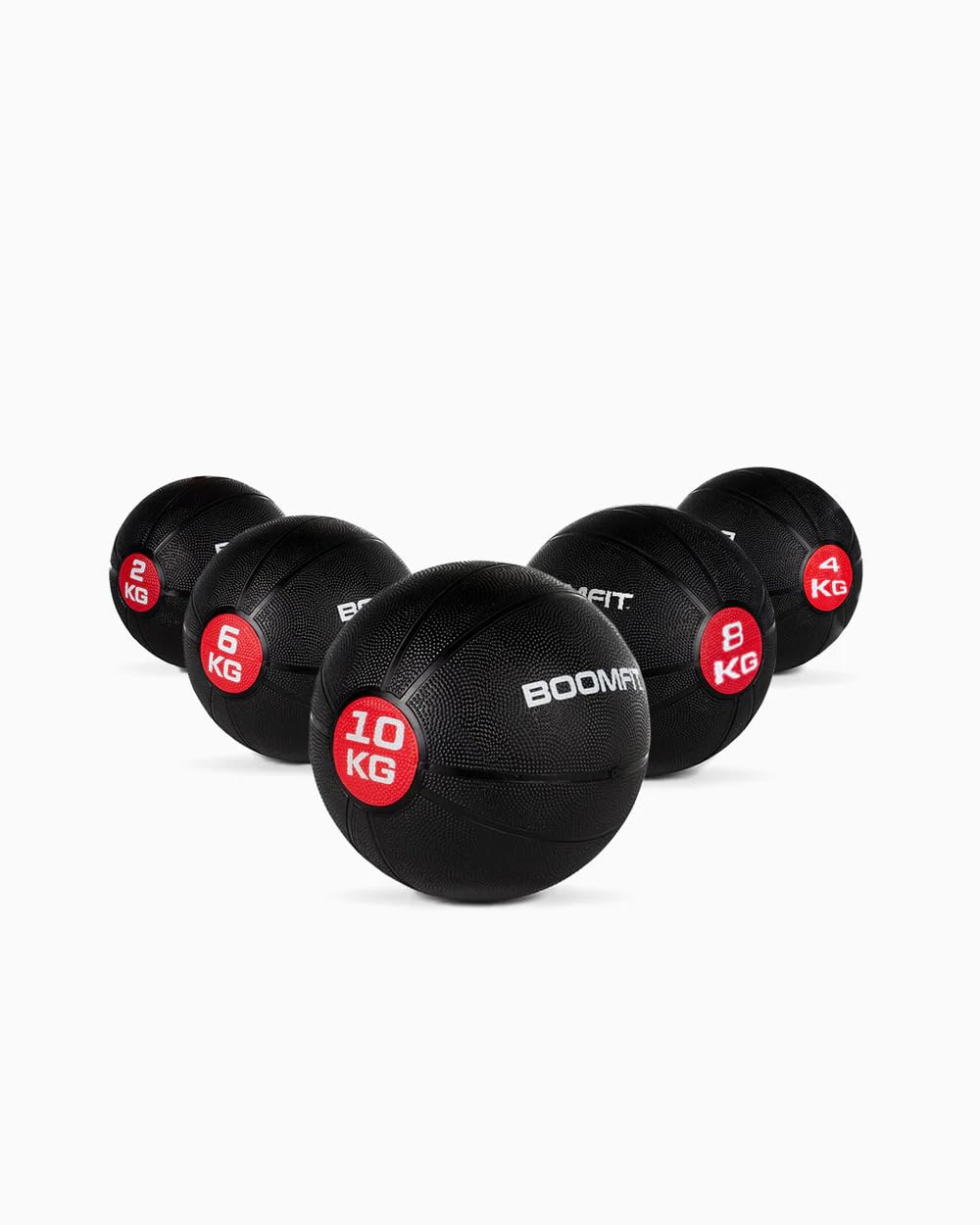 BOOMFIT Medizinball Polypropylen Schwarz Rot | Funktionelles Krafttraining Rehabilitation Physiotherapie | Boxen Muay-Thai MMA Fußball Kampfsport | Russian Twists Sit-up Throws | 4 6 und 10 kg
