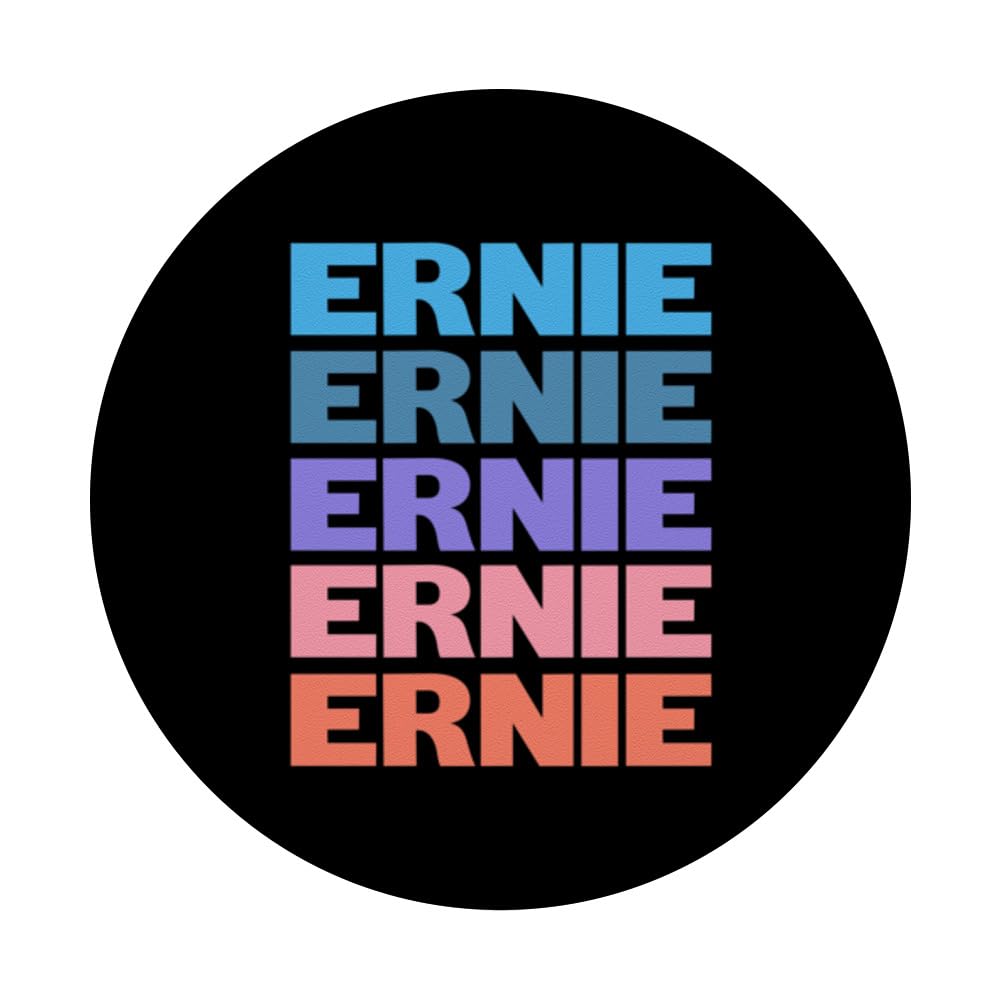 Funny Modern Repeated Text Design First Name Ernie PopSockets Swappable PopGrip, Black - Image 3