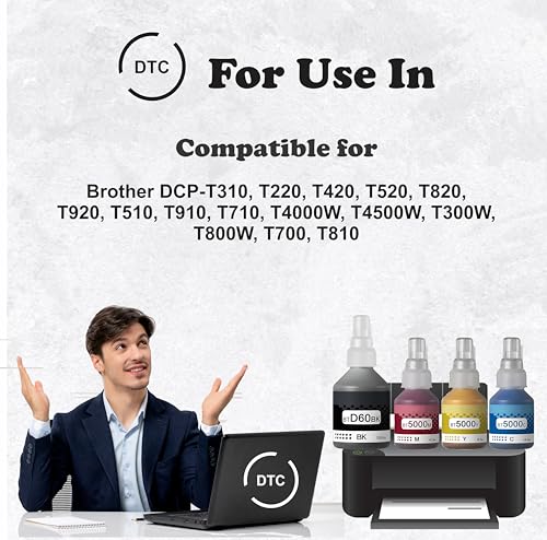 Image of Duplex DTC Ink Compatible for Brother BT6000Bk / BT5000 DCP T310, T300, T510, T500, T910, T710, T400W, T450W, T300W, T800W, T700, T810 Printer (BT-D60BK / BT6000 Black Ink 1 Pcs)