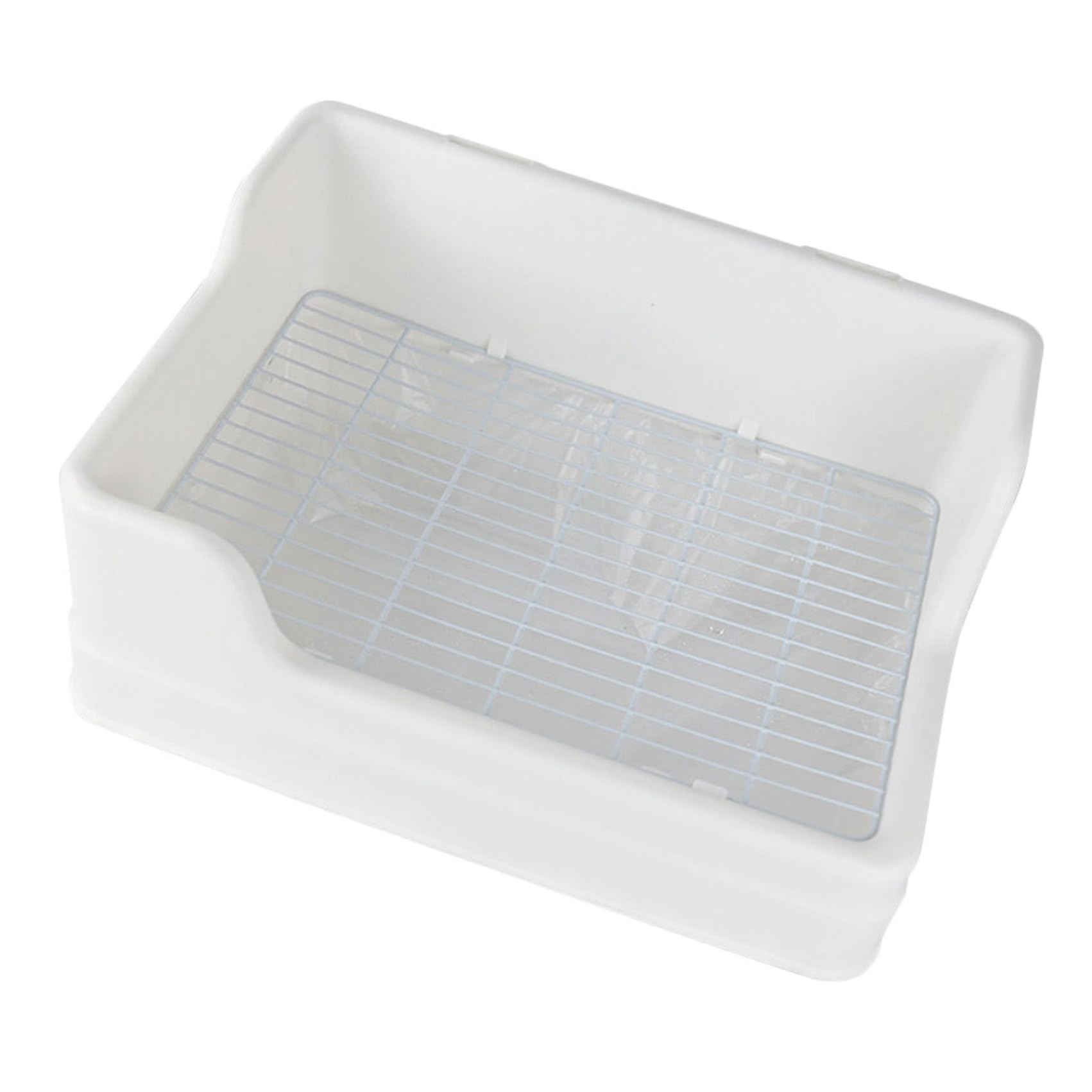 ibasenice Lettiera per Coniglio Bianco in Plastico Facile da Pulire Griglia Adatta e Struttura Divisibile in Due Parti per Animali Domestici