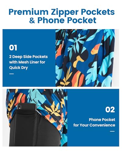 Image of maamgic 2 in 1 Mens Swim Trunks 7 Inch Swim Shorts Swim Suits Board Shorts