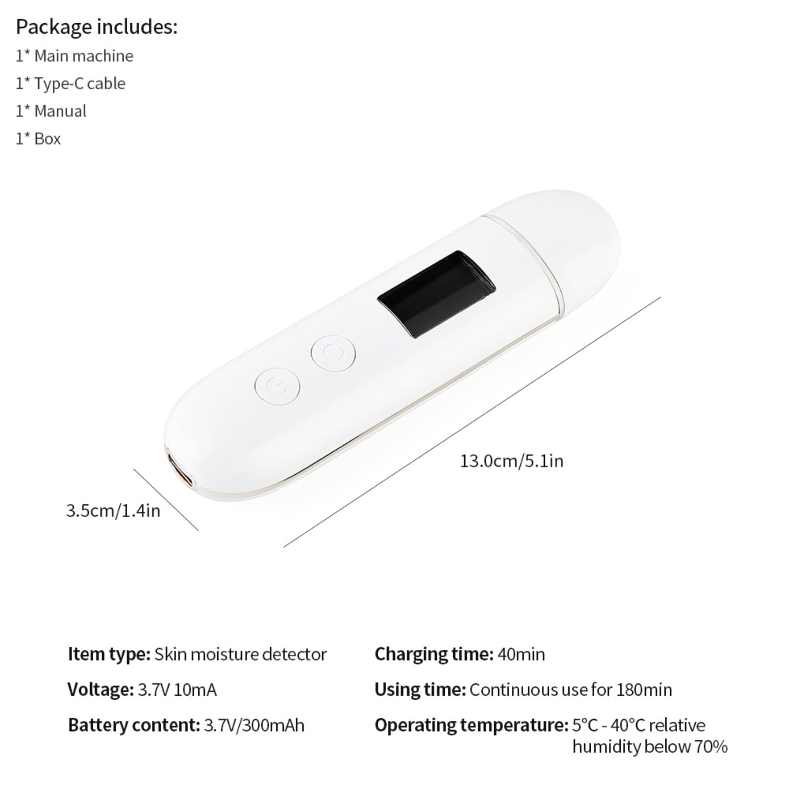 Tester di idratazione della Pelle, Tester di umidità Ricaricabile Display Digitale Display Analyzer per la Pelle Professionista per Il Regalo di Bellezza del Salone Spa Spa spazz