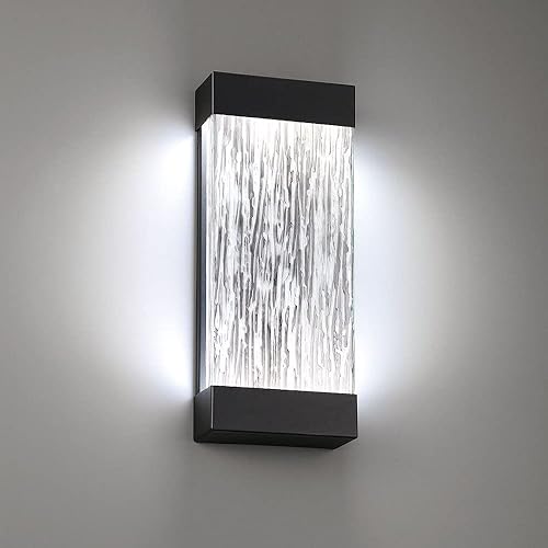 Miniatura 3 de Eurofase 35892-014 Aplique de pared Título 24 Cumple con la normativa LED de vidrio de grano de madera negra para exteriores, clasificación húmeda,