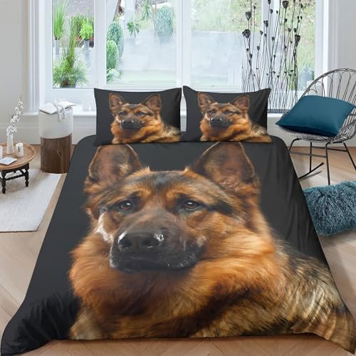 Housse de couette imprimé 3D Berger Allemand microfibre - 4