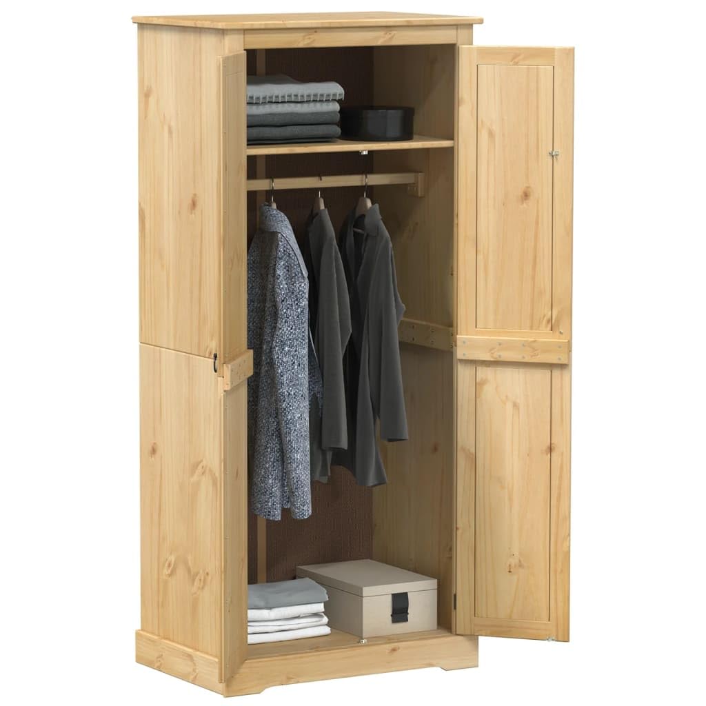 IKAYAA Armario Dormitorio con Dos Puertas, Armario Corona Madera Maciza de Pino,Armario Ropero Ancho 76 cm Armarios Juvenil Diseño Moderno 76 x 50 x 170 cm