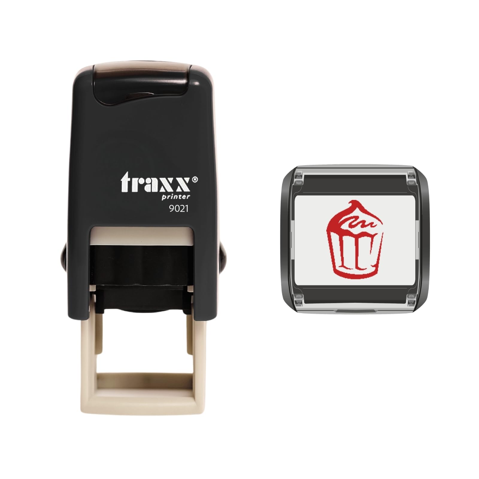 Traxx 9021 Loyalty Card Self Inking Rubber Stamp *A Red Cup Cake Design*
