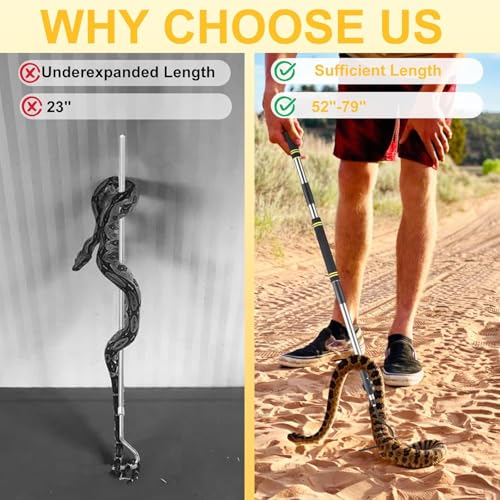 Image of Snake Hook, Stainless Steel Snake Hook and Reptile for Controlling, Moving,Or Catching Snakes 52 inch-79 inch