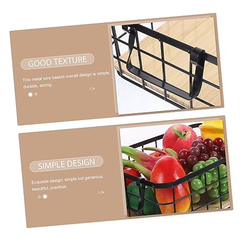 Cesta metálica de almacenamiento para cocina con base de madera OUNONA resistente 6