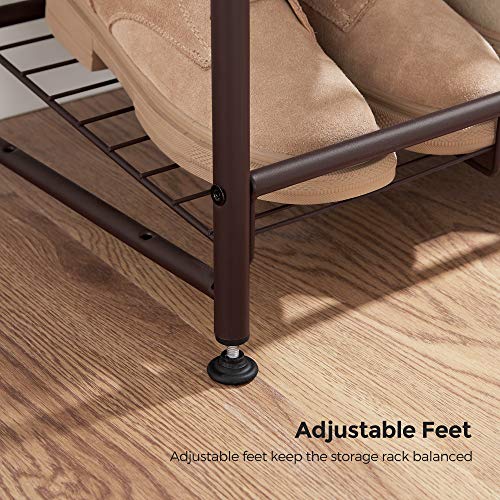 Image of SONGMICS 4-Tier Shoe Rack and 8-Tier Storage Rack Bundle, Shoe Organizer, Sturdy Narrow Shoe Shelf, Adjustable Feet, Vertical Shoes Rack Tower for Entryway, Bronze ULMR067A01 and ULMR028A01
