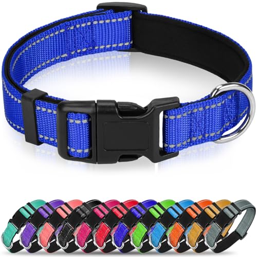 Erbine Reflective Dog Collar for Large Dogs, Wide Nylon Adjustable Collar with Soft Padding, Durable...