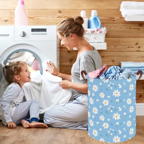Image of Daisy hamper,Blue flower Laundry Basket,Baby Nursery Hamper,Waterproof foldable girls toy storage box,Dirty Clothes Hampers,Flower house decor(Daisy)