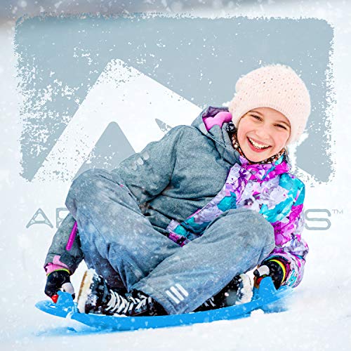 Franklin Sports Kids Saucer Sled - Arctic Trails Round Plastic Snow Sled for Children - Heavy Duty Sledding Saucer with Handles - 25"