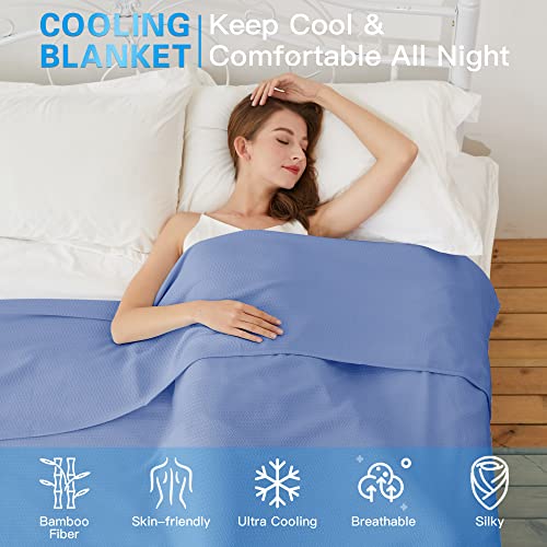 Amyhomie Cooling Blanket, 100% Bamboo Blankets For Hot Sleeper Night Sweats, Lightweight Breathable Summer Cool Blankets For Sleeping, All Season Use(Periwinkle Blue, 59×79In) #TOP2