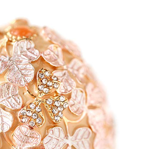 Apropos Hand-Painted Vintage Style Golden Leaves Faberge Egg With Rich Enamel And Sparkling Rhinestones Jewelry Trinket Box (Golden Pink Leaves) (Pink) #TOP4