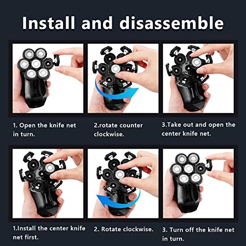 Miniatura 7 de Afeitadoras de cabeza para hombres calvos 5 en 1 7D recargable de cabeza calva afeitadora eléctrica de cabeza calva 7 cabezales flotantes barba