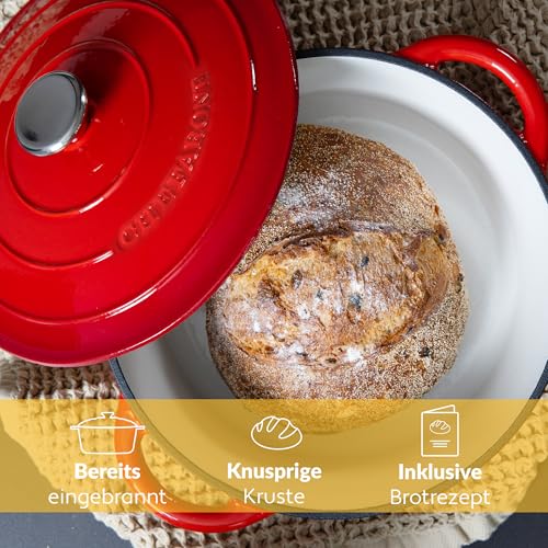 Chefarone Gusseisen Topf 26 cm 4,7 L Emailliert Cocotte Bräter – Ansicht 3