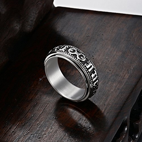 JAJAFOOK Tibetan Syllable Mantra Sanskrit Om Mani Padme Hum Spinner Ring,8 by JAJAFOOK - Used condition - Image 2