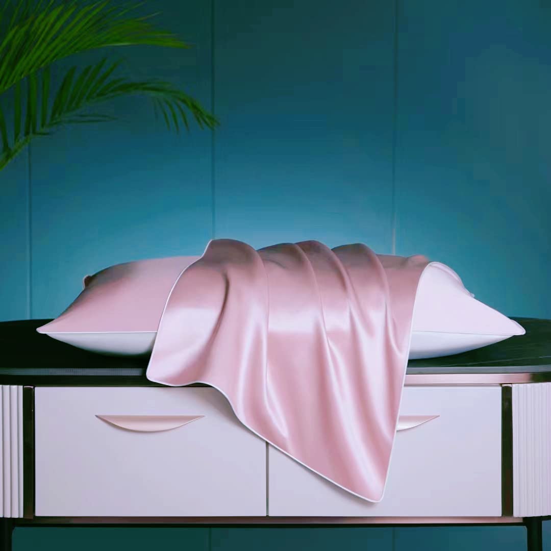 100% Mulberry Silk Charmeuse Silk Pillowcase With Lyocell underside for Hair and Skin 1pc Envelope Closure (50 x 75 cm, Pink)