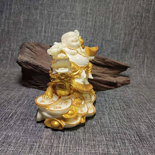 Estatua de Buda Risueño Feng Shui sobre Tortuga y Dragón miniatura 4