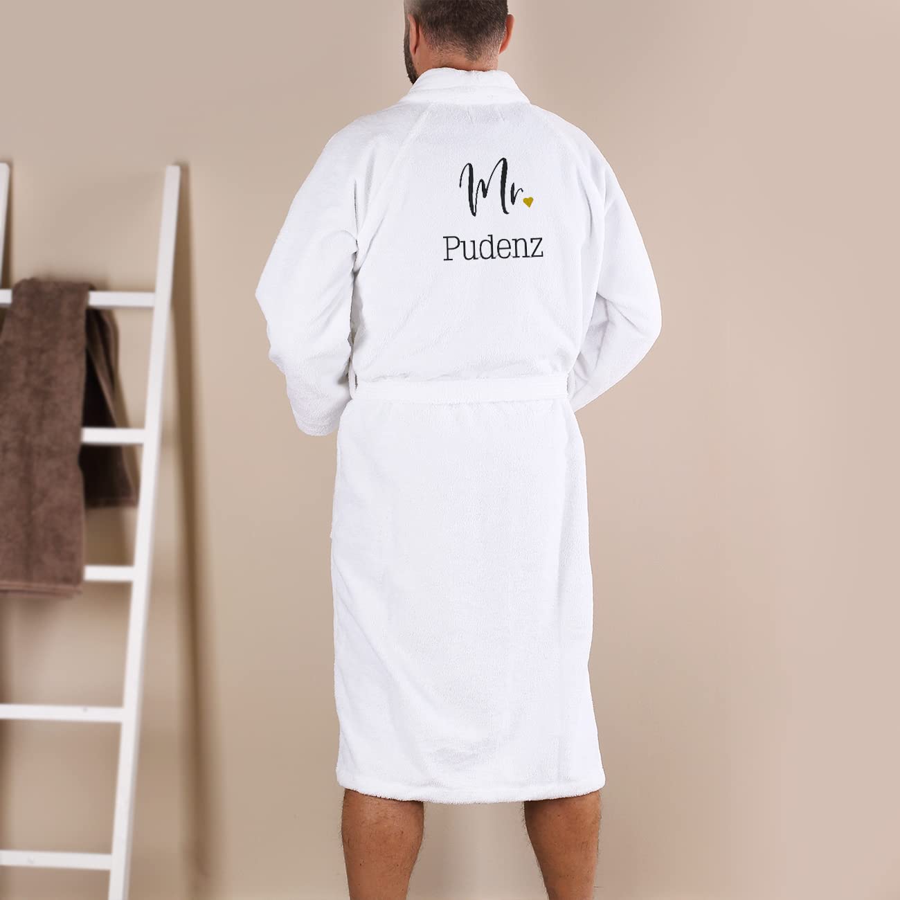 Herz & Heim® Partner Bademantel-Set zur Hochzeit mit Namen bestickt