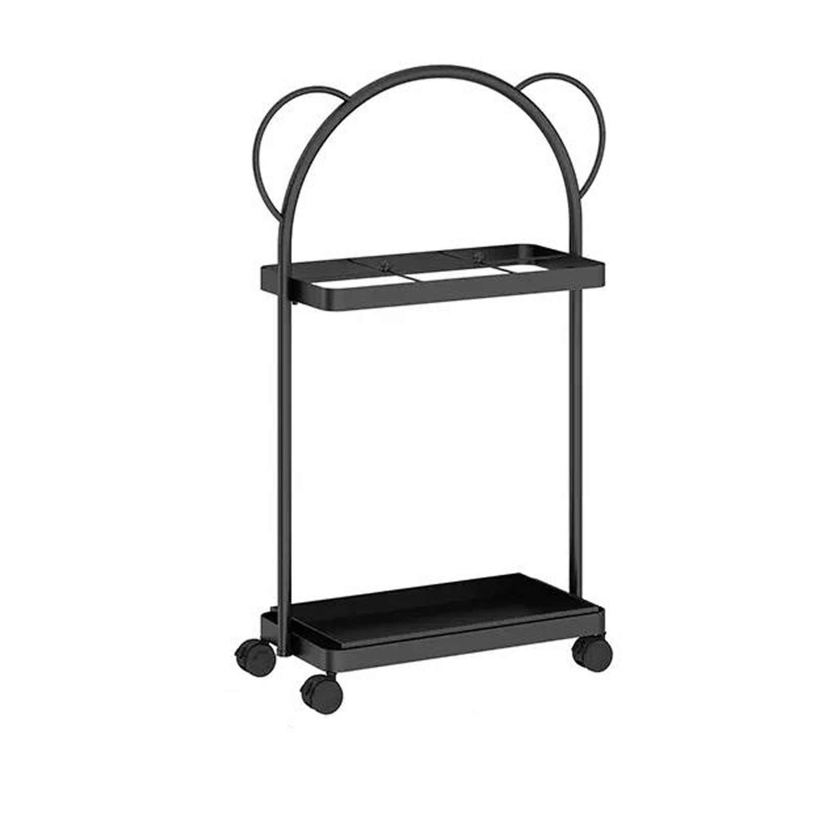 CFY652 Umbrella rack Large Capacity Umbrella Stand Rack, Bucket with Drip Tray, Household Commercial Storage Shelf with Wheels, Space Saving Organizer, Home Office Decor Office(Black)