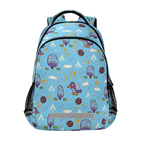 Sac à dos scolaire oiseau bleu Vnurnrn pour garçons et filles