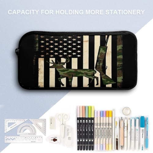 Fashion Collapsible Hunting Deer Camo Camouflage American Flag Black Backpack for Men Women, Lunch Bag Easy to Clean, Pencil Pouch for College4